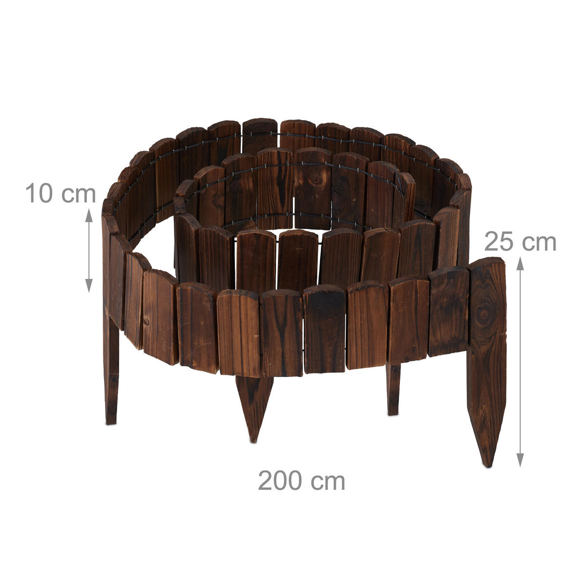 BEETEINFASSUNG - Dunkelbraun, Holz (200/25/1cm) - Relaxdays