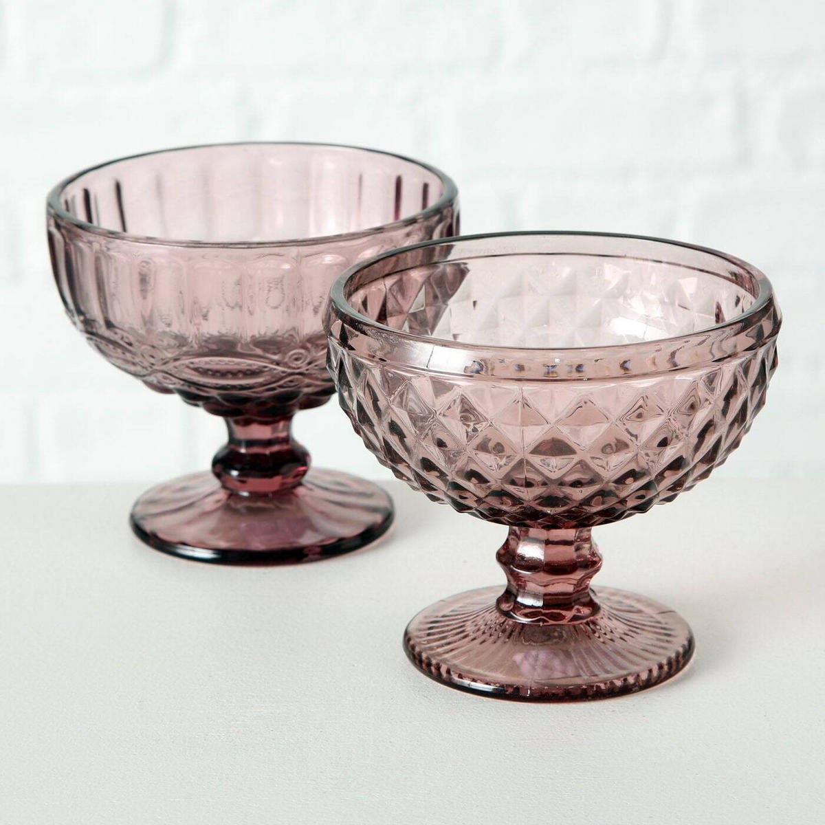 DESSERT- UND EISBECHER Rosa Glas Ø 12 cm - Rosa, Glas (12cm) - Boltze Home