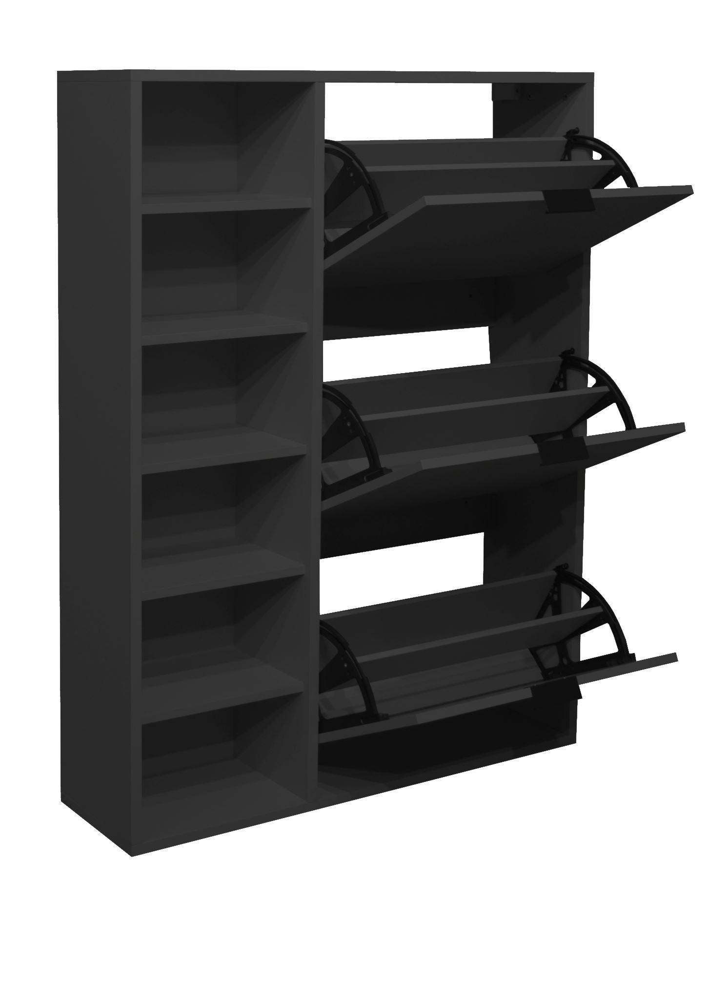 SCHUHSCHRANK Erna 95x25x126 Anthrazit matt Lack - Grau, Holzwerkstoff (95/126/25cm) - 58aufmkessel