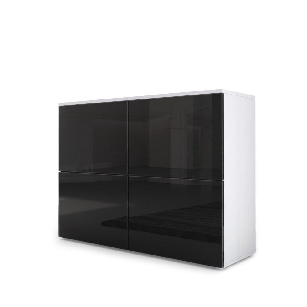 KOMMODE Rova Schwarz Hochglanz / Schwarz Hochglanz - Schwarz Hochglanz, Holzwerkstoff (92/72/35cm) - Vladon