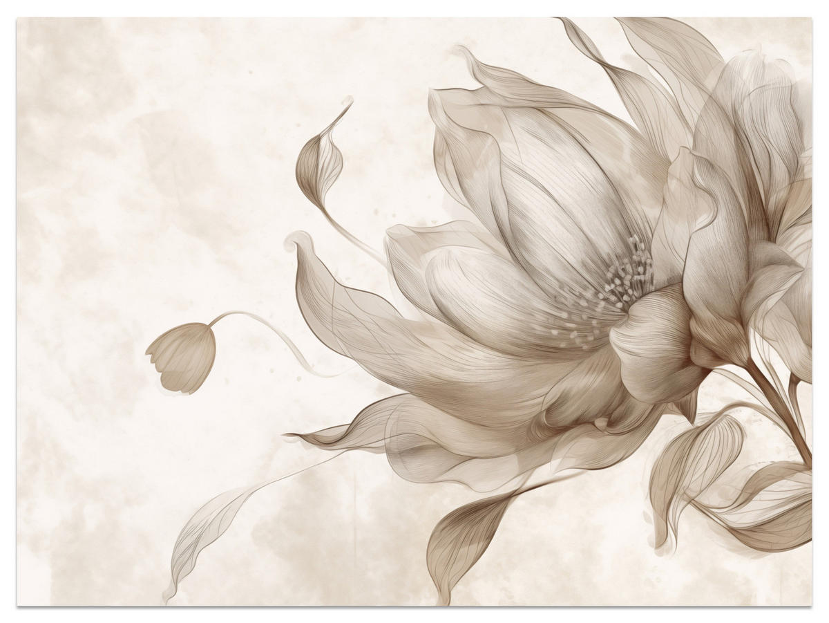 FOTOTAPETE für Wohnzimmer Abstrakte Blume 300x210 - Beige/Braun, Papier (300/210cm) - Muralo