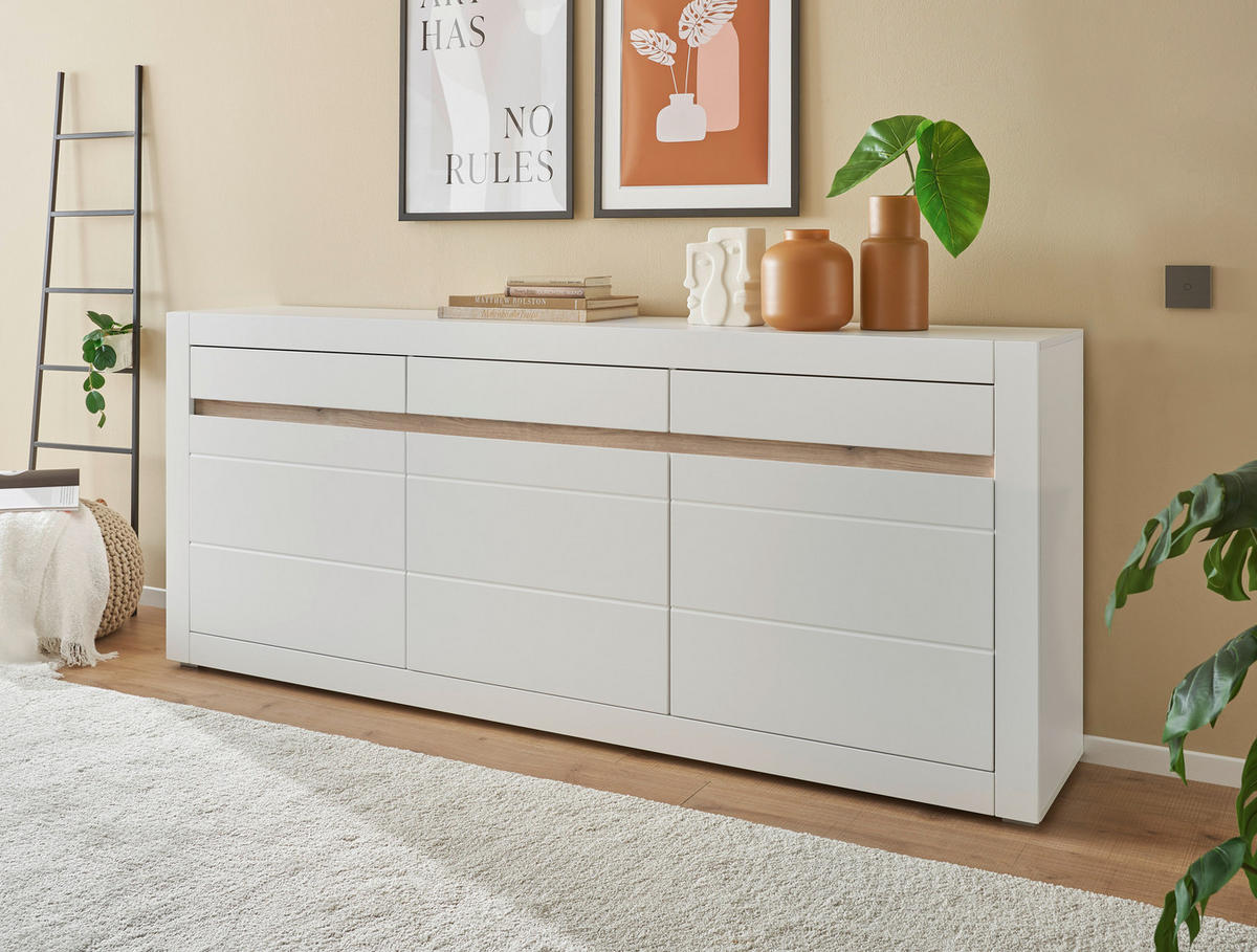 SIDEBOARD M15 Weiß Matt 217/90/42 cm - Weiß, Holzwerkstoff (217/90/42cm) - Livojo