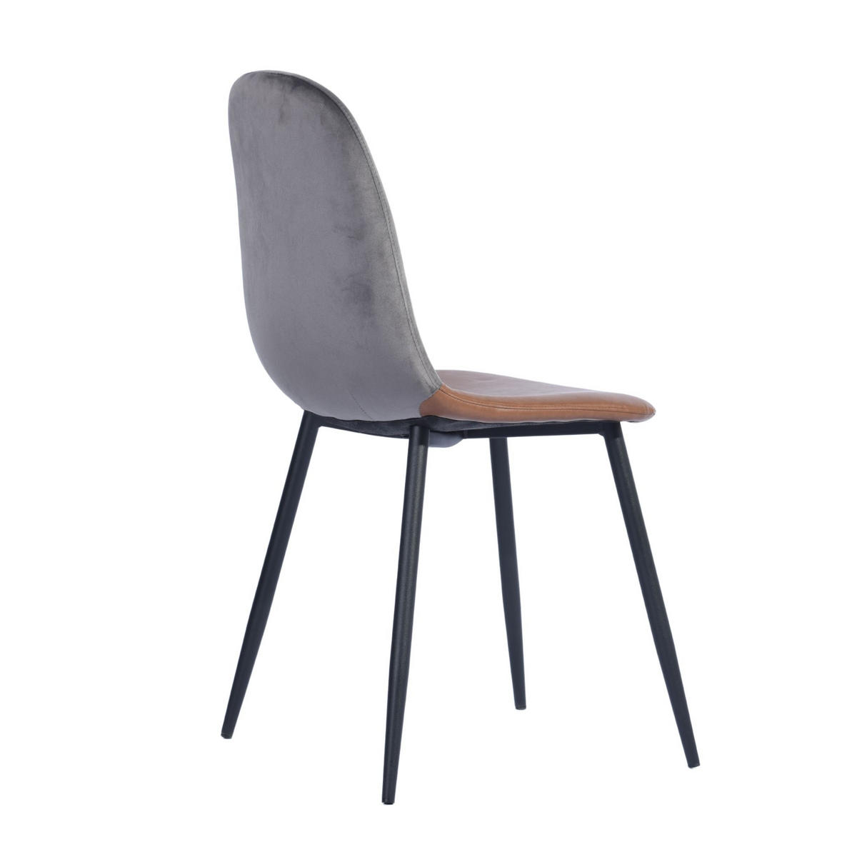 STUHL-SET 2 Stück in Eisen Kunstleder und Samt - Graubraun/Schwarz, Holzwerkstoff/Textil (44/88/53cm) - Urban Meuble