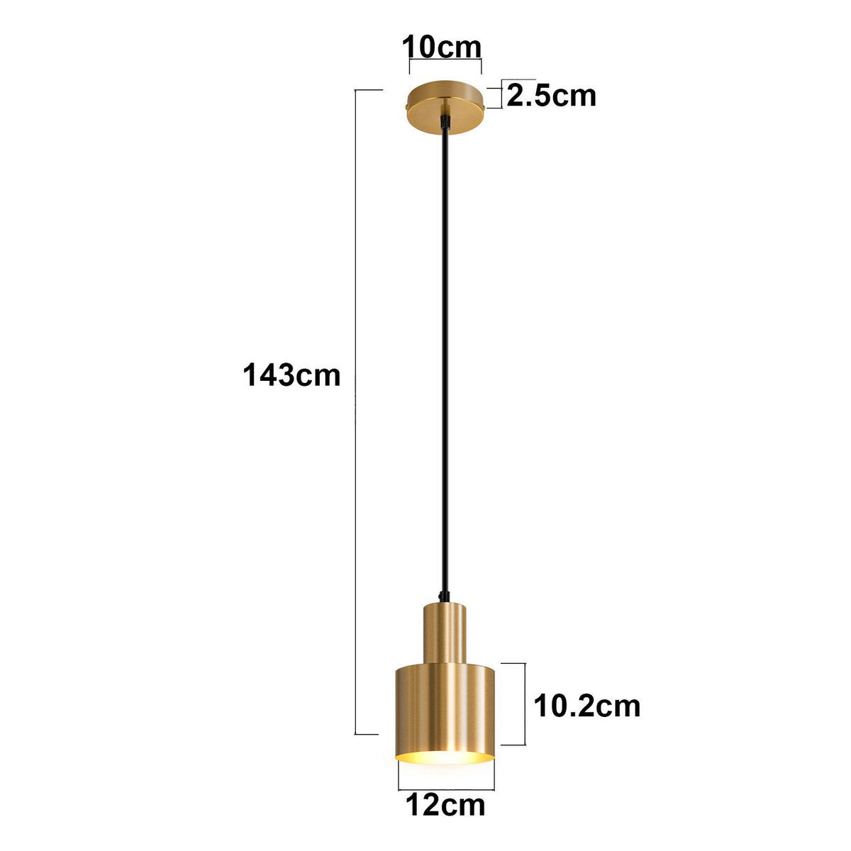 ZÁVĚSNÉ SVÍTIDLO Yahr 12/10/143cm - zlatá, kov (12/10/143cm) - Nettlife
