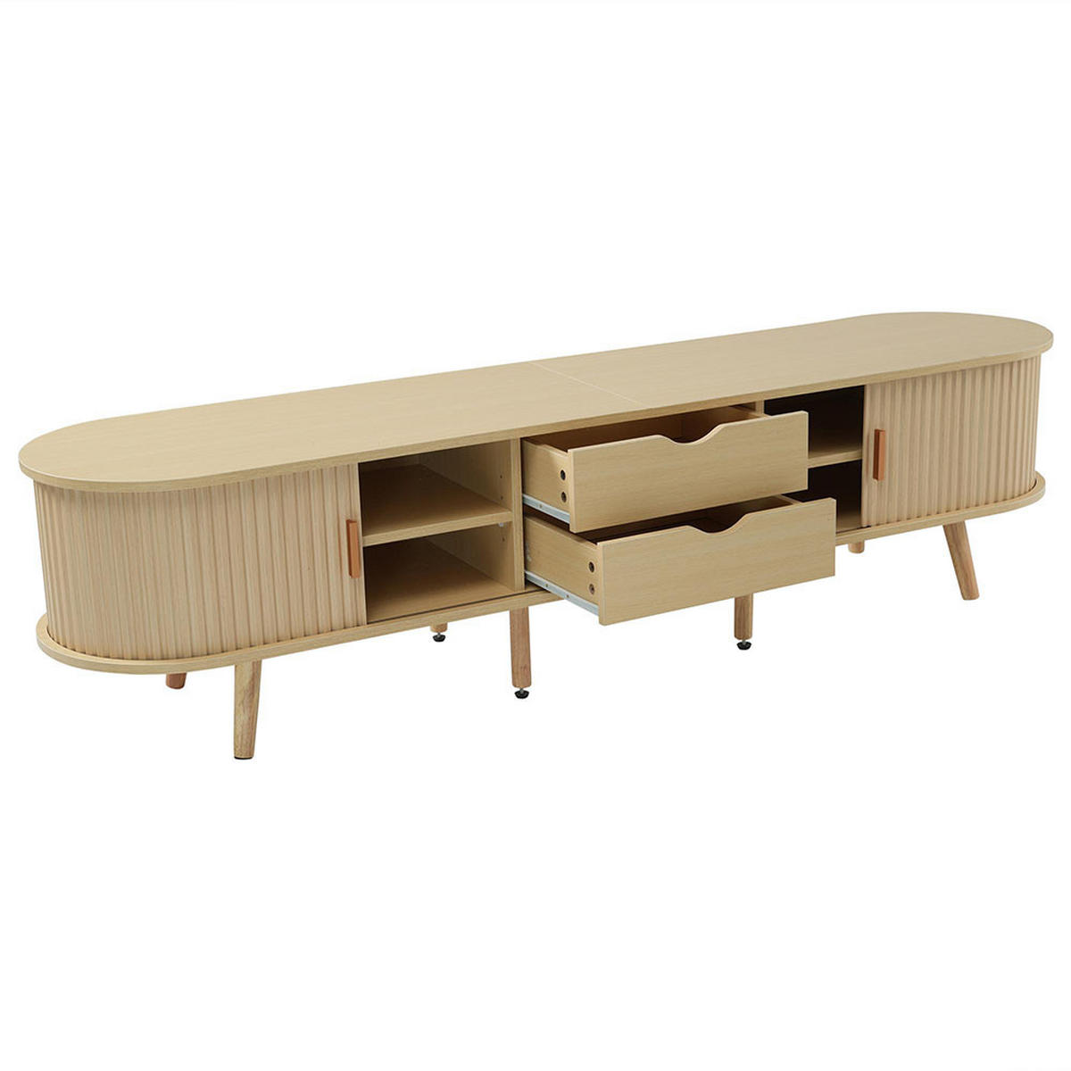 TV-STÄNDER in Eiche farben mit Stauraum - Naturfarben, Holz (40/42/175cm) - KOMHTOM