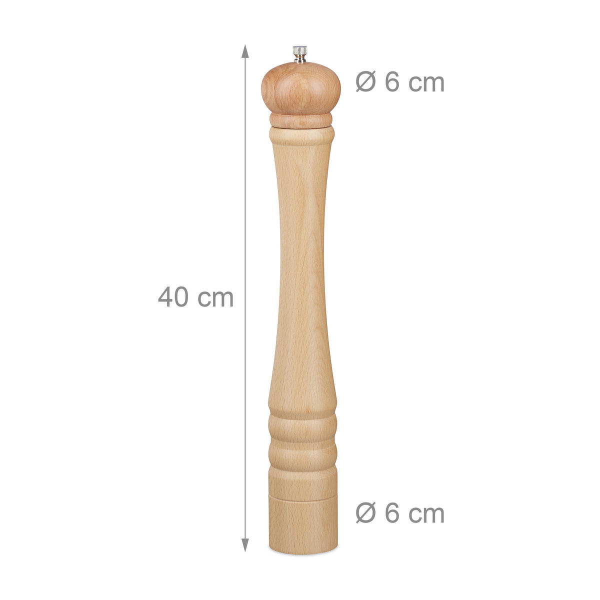 PFEFFERMÜHLE Keramikmahlwerk - Hellbraun, Holz/Keramik (5.5/39.5/5.5cm) - Relaxdays