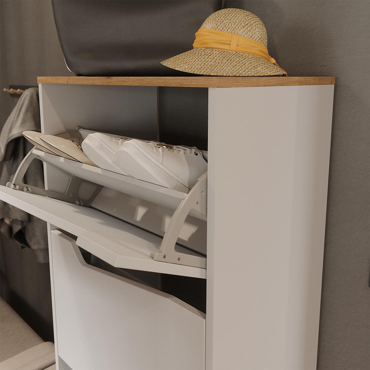 BOTNÍK NA BOTY Marelle Bílá/Artisan - bílá, kompozitní dřevo (60/167.4/38cm) - Vicco