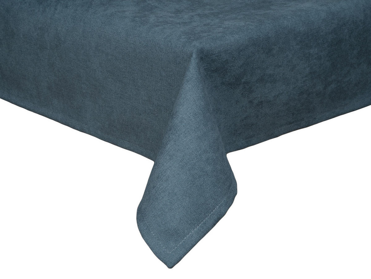 TISCHDECKE FarbTon Chenille-Haptik nordlicht-blau 100/100 cm - Blau, Textil (100/100cm) - beties Heimtextil