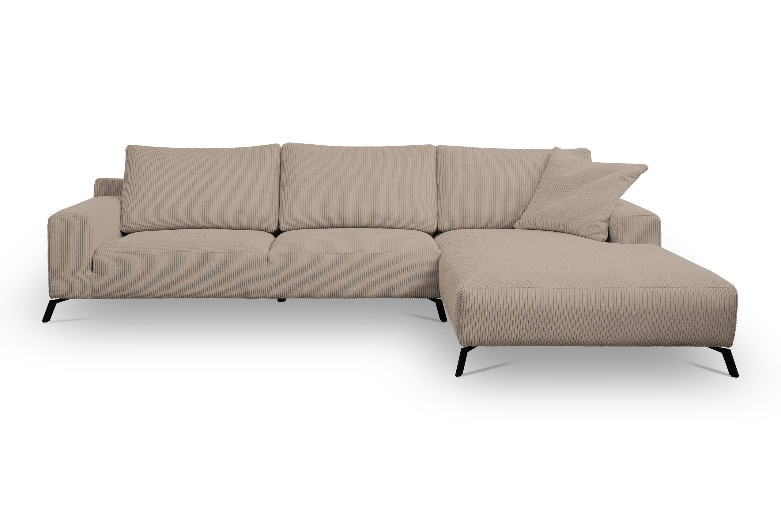 ECKSOFA Aspen in L-Form, Coach Farbe: Braun, Cordstoff, Ottomane Rechts - Braun, Textil (312/187cm) - VENASI MÖBEL