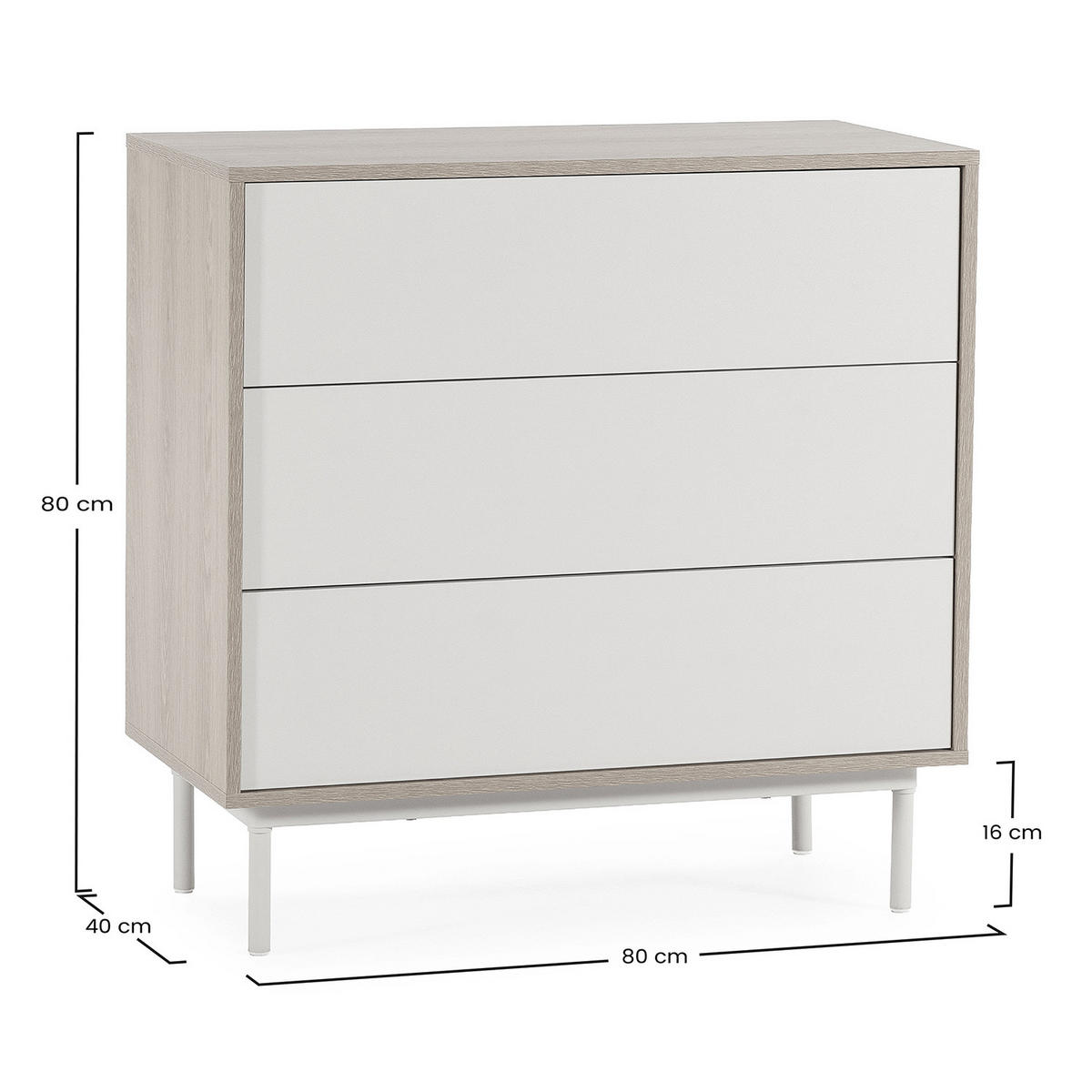 KOMMODE 80/80/40 Cuzco Eichenfarbe/grau - Grau, Holzwerkstoff (80/80/40cm) - VS Venta-stock