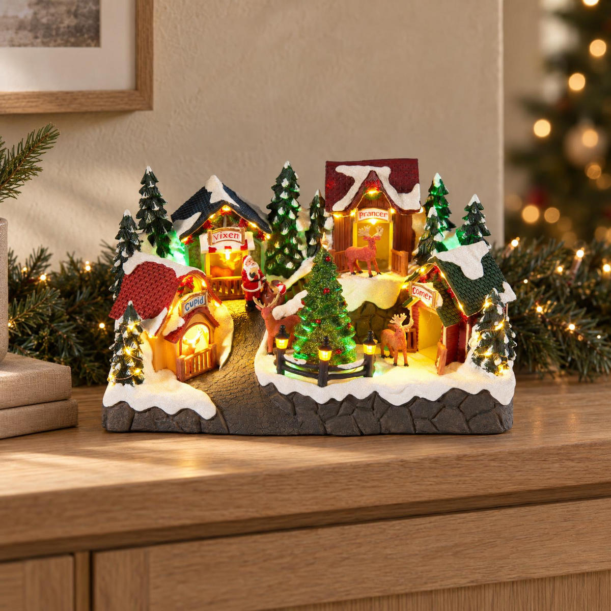 WEIHNACHTSSZENE mit Beleuchtung 33,5/18/20 cm - Multicolor, Kunststoff (18/20/33.5cm) - Home Styling Collection