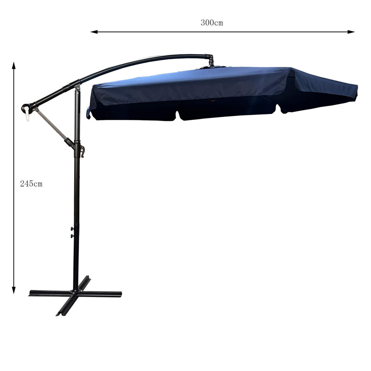 SONNENSCHRIM Marine 245/300 cm - Schwarz/Dunkelblau, Metall (300/300cm) - Akord
