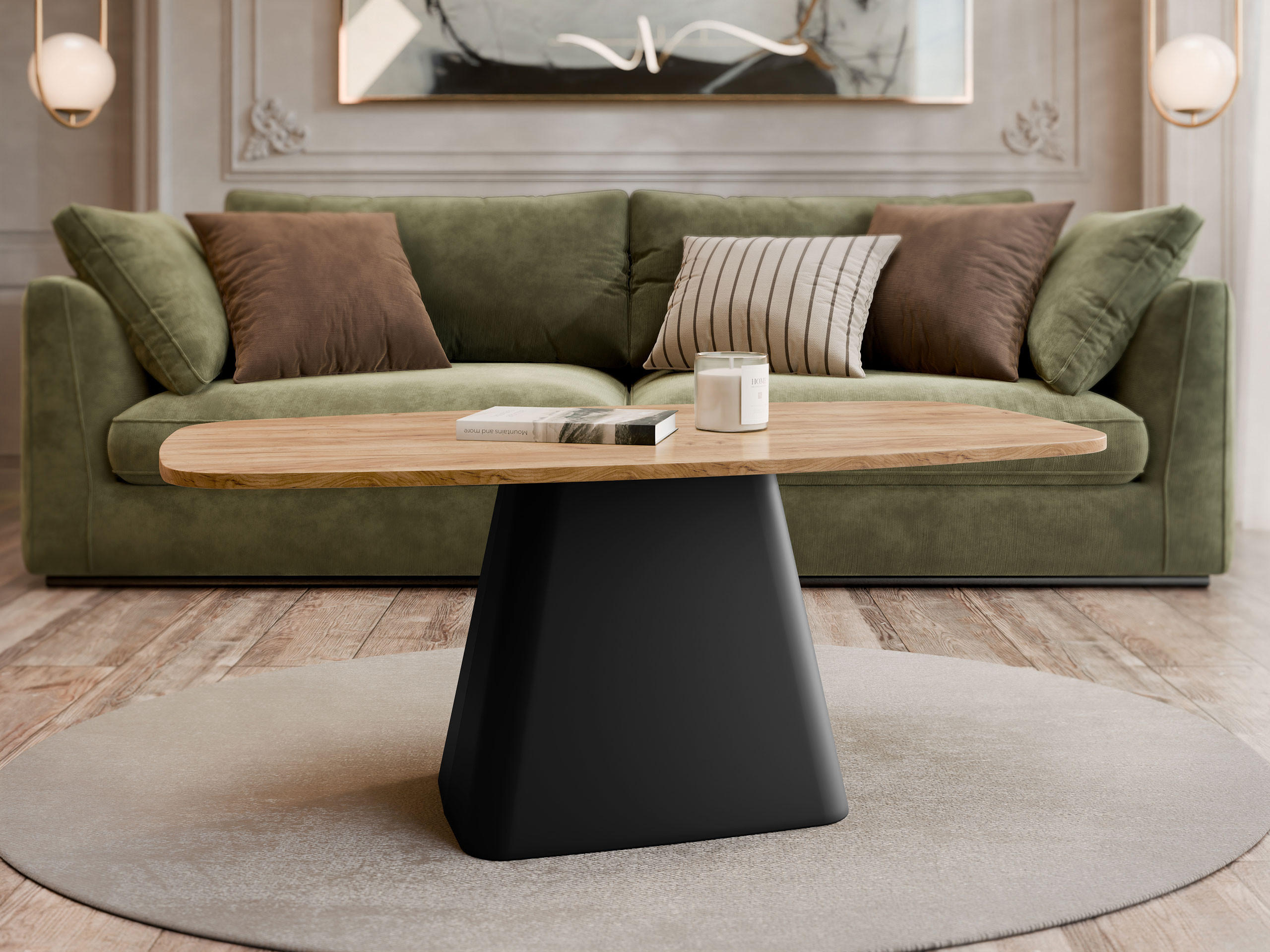 COUCHTISCH Noa - Eichefarben/Schwarz, Holzwerkstoff/Metall (60/120/48cm) - MIRJAN24