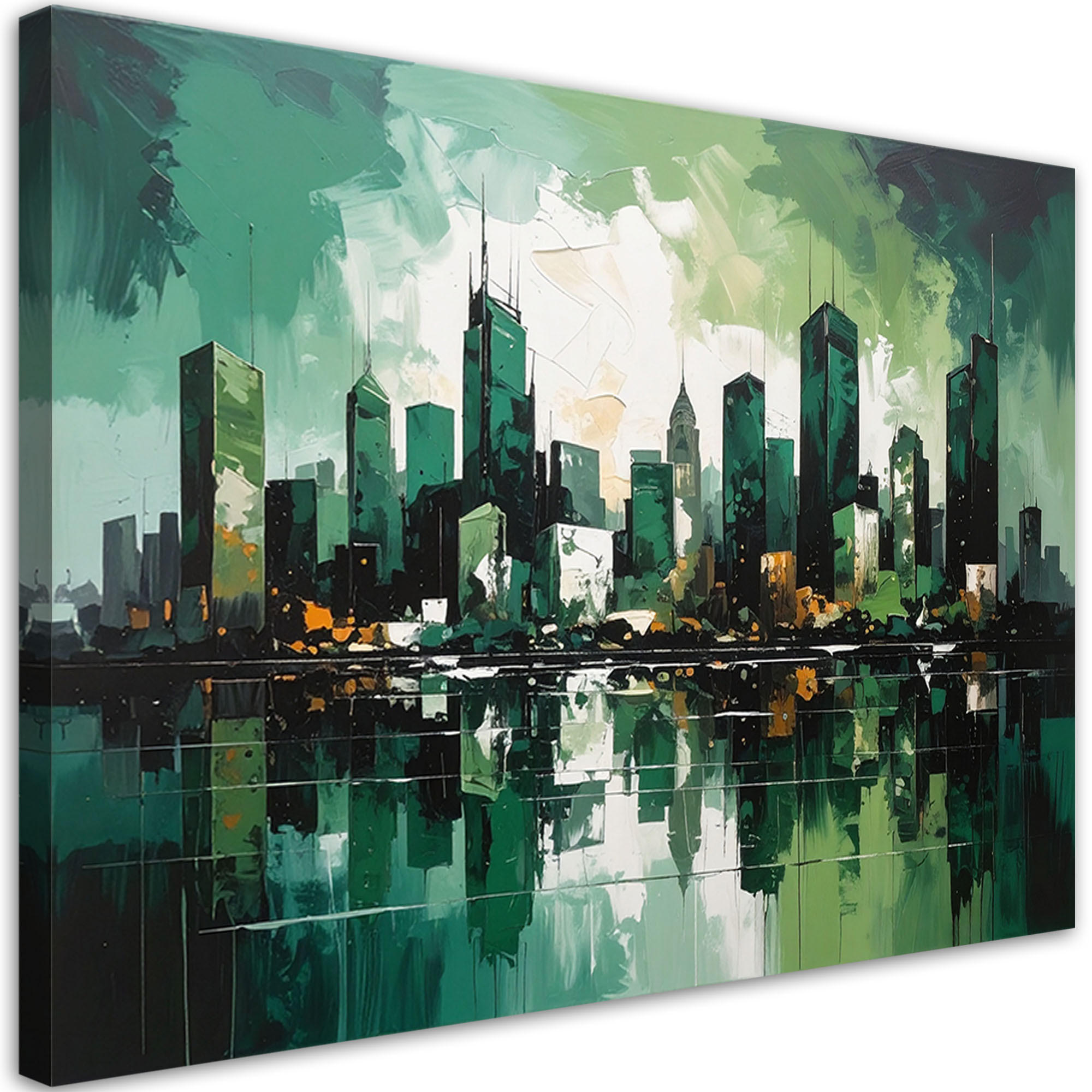 LEINWANDBILD Städte & Architektur 90x60cm - Grün, Textil (90/60cm) - Feeby