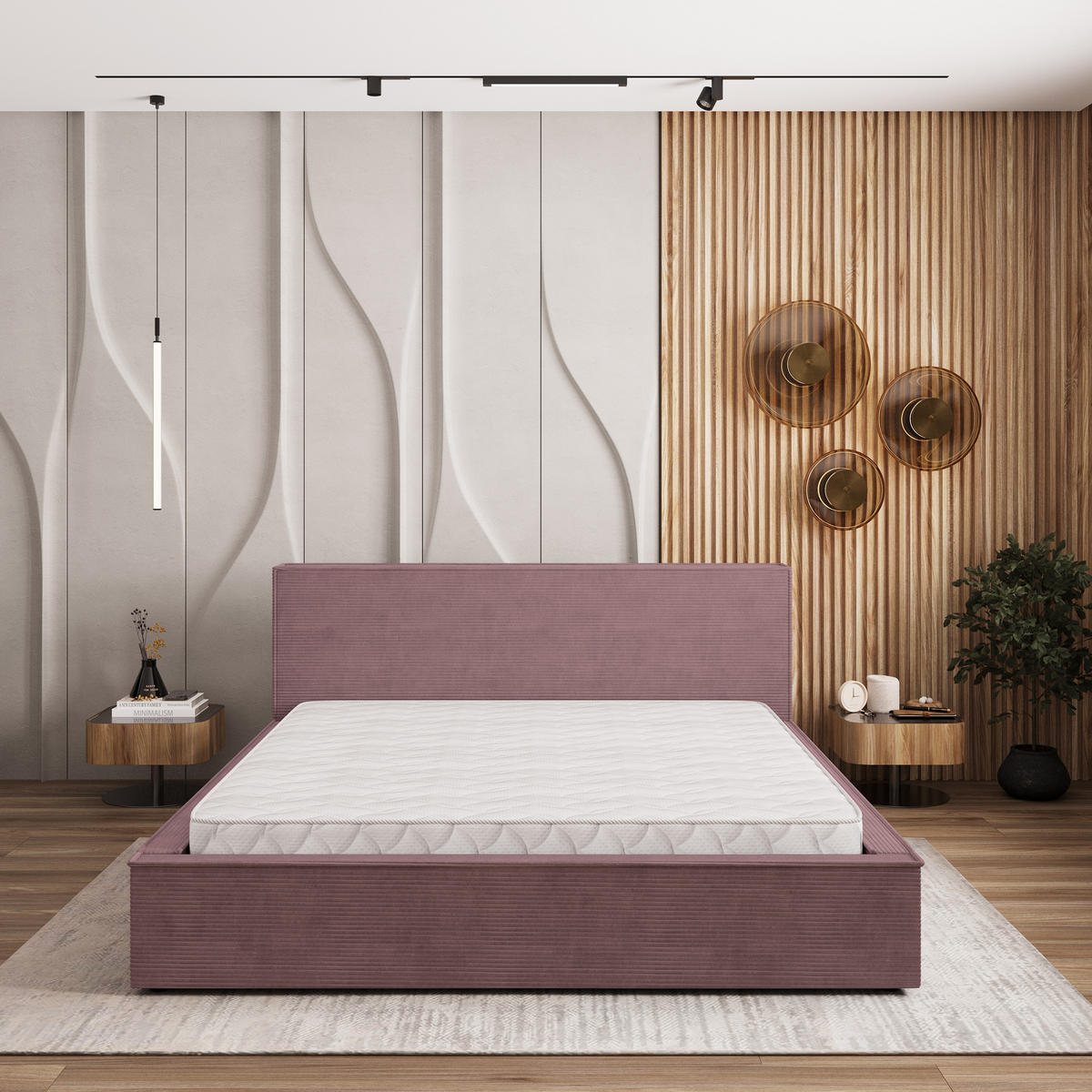 POLSTERBETT CELORA P 120x200 cm mit Bettkästen - Lila - Lila, Holz/Textil - MASSENO