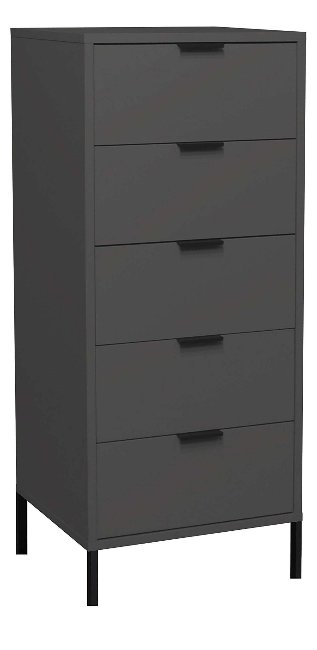 KOMMODE Erna 51x45x123 Anthrazit matt Lack - Anthrazit, Holzwerkstoff (51/123/45cm) - 58aufmkessel