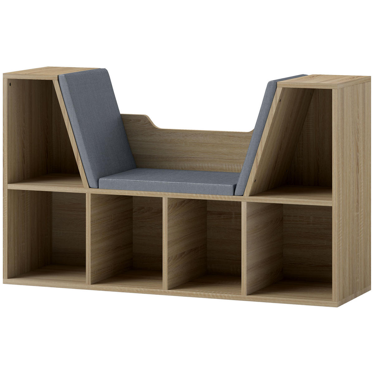 KINDERREGA DE-15492 102/30/61 cm, 6 Fächer, 3 Kissen Eiche Grau - Eichefarben, Holzwerkstoff (102/61/30cm) - ComfortXL