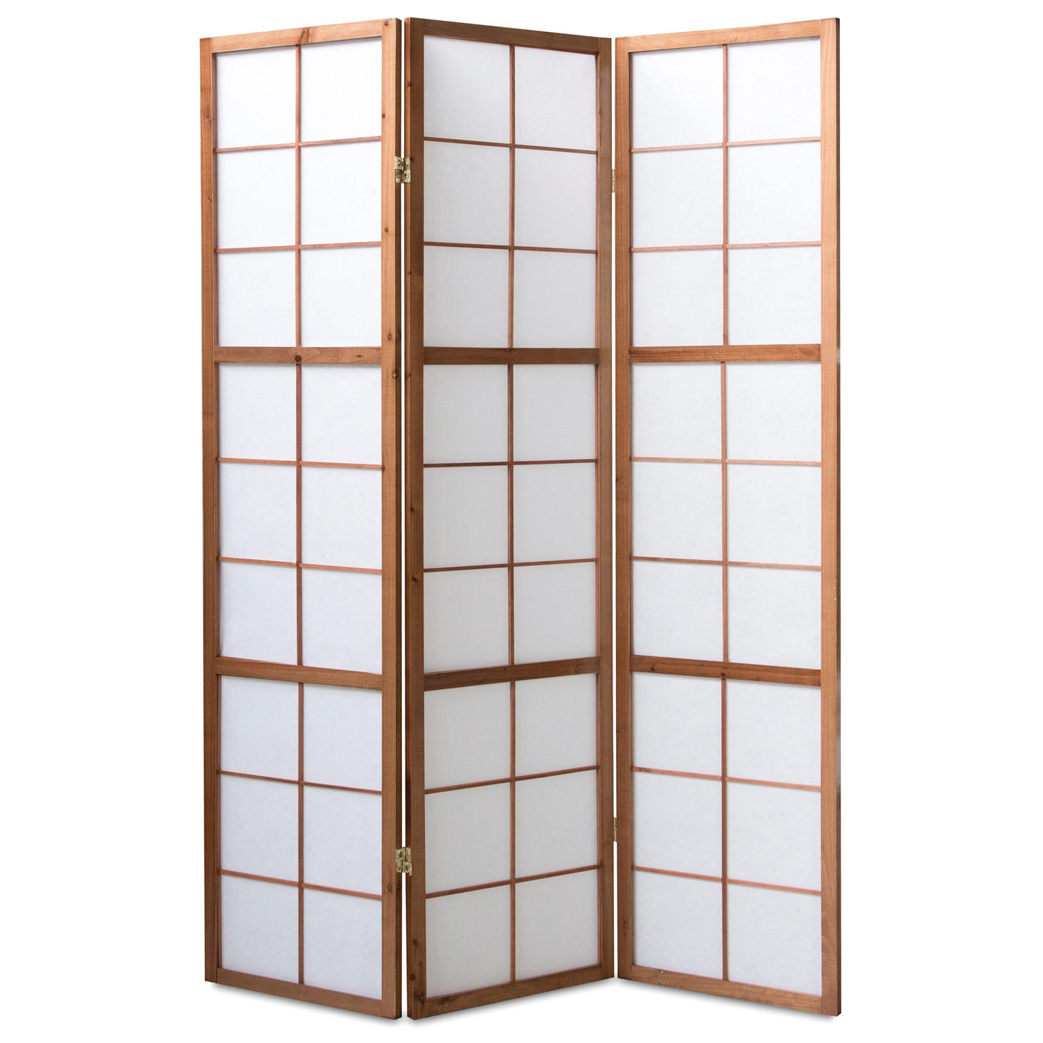 PARAVENT 3-tlg. 132/175 cm Braun Shoji - Braun, Holz (132/175/2cm) - Homestyle4u
