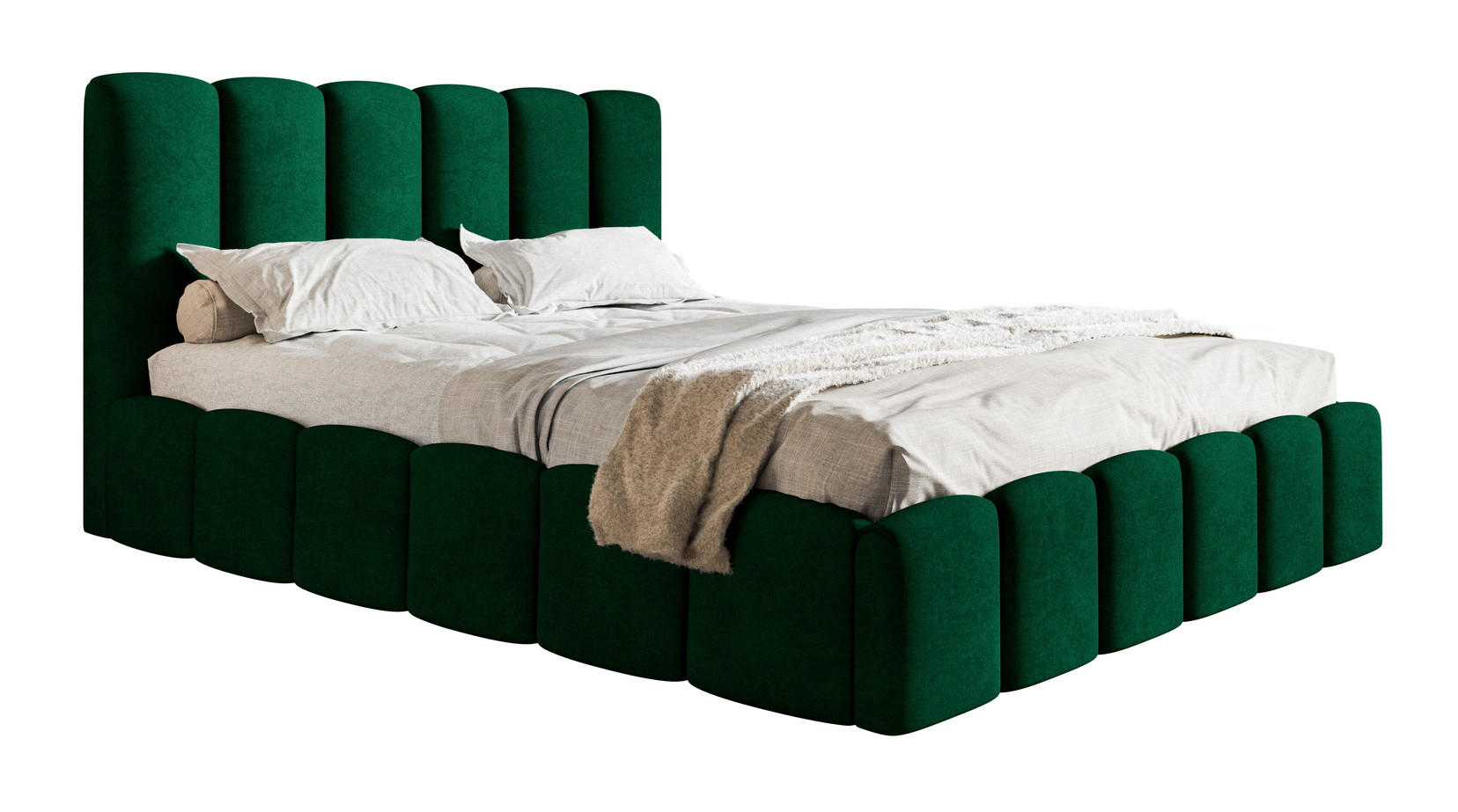 POLSTERBETT 160x200 Palermo mit Bettkasten, Lattenrost Grün - Grün, Holz/Textil (160/200cm) - Emporius