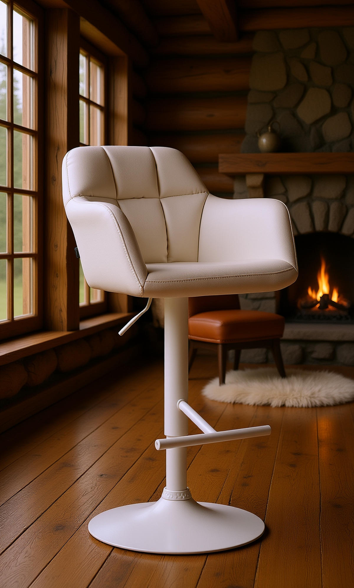 BARHOCKER Nardo Kunstleder weiß weiß - Weiß, Kunststoff/Metall (57/118/59cm) - TPFLiving