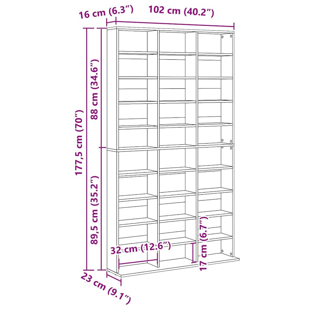 vidaXL Cd-Schrank Weiß 102x177.5x23 cm
