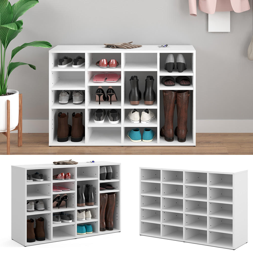 SCHUHREGAL Lysander Weiß 104 x 65.5 cm - Weiß, Holzwerkstoff (104/65.5/33cm) - Vicco