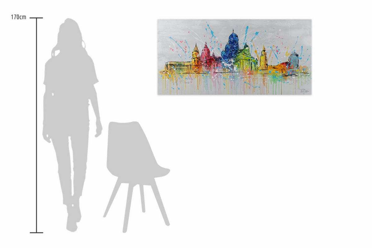 RUČNE MAĽOVANÝ AKRYLOVÝ OBRAZ 120/60 cm, viacfarebný, krajinný motív - viacfarebná, drevo/textil (120/60cm) - KUNSTLOFT