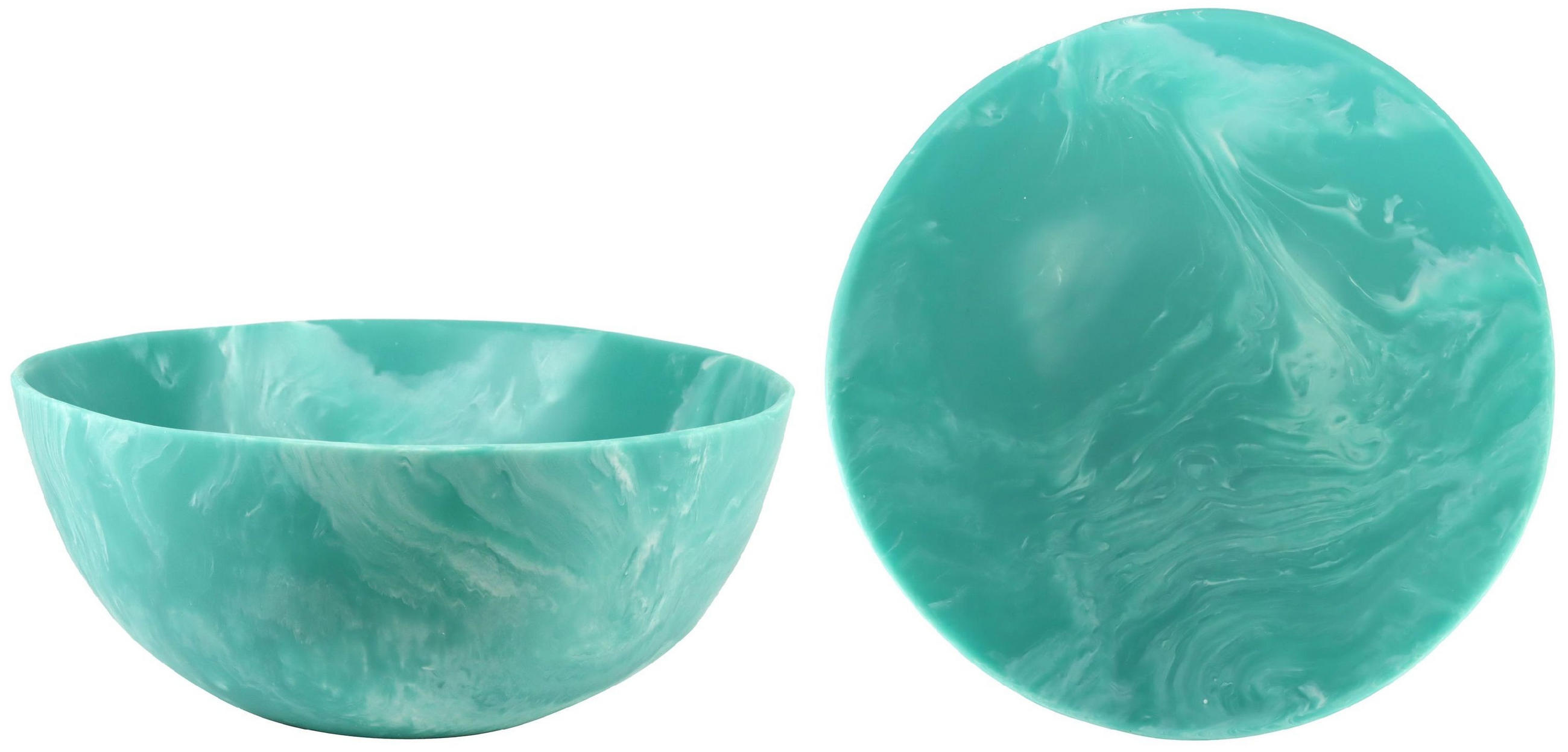 SCHALE Alabaster petrol Resin - Blau, Kunststoff (33.5/14.5/33.5cm) - FURNARO