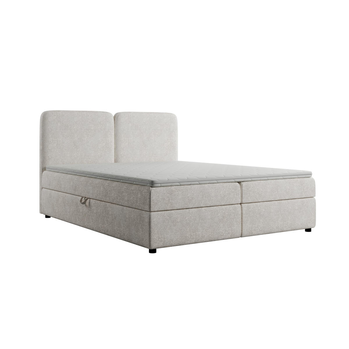 BOXSPRINGBETT BOHO 160x200 cm, Creme Bouclé Toro, inkl. Bettkasten & Topper - Creme, Textil (160/200cm) - Excellent Home