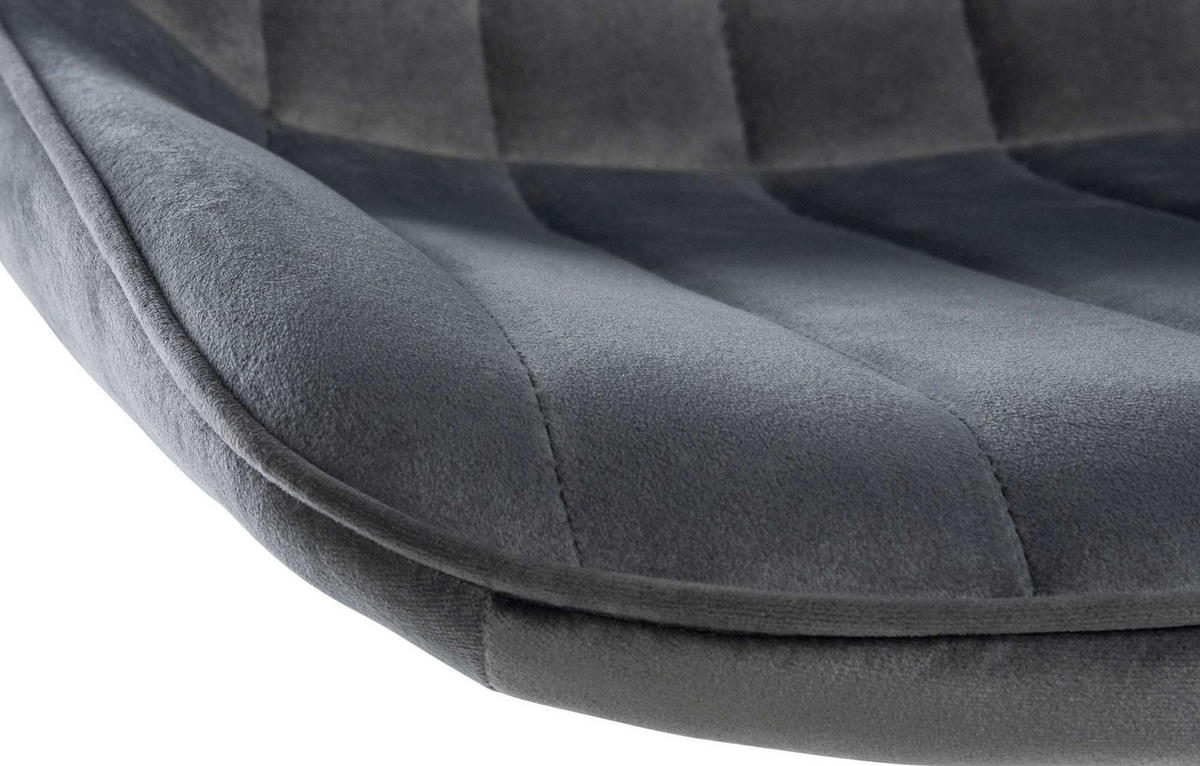 BARHOCKER RIO Dunkelgrau Samt Weiß - Dunkelgrau, Textil/Metall (49.5/91/50cm) - DELUKE