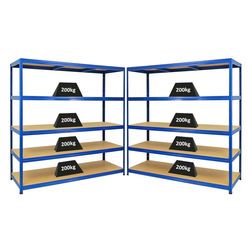 SCHWERLASTREGAL Giant Elephant 2er-Set mit 2x 180x180x60 cm Fachlast 200 kg Blau - Blau, Metall (360/180/60cm) - PROREGAL