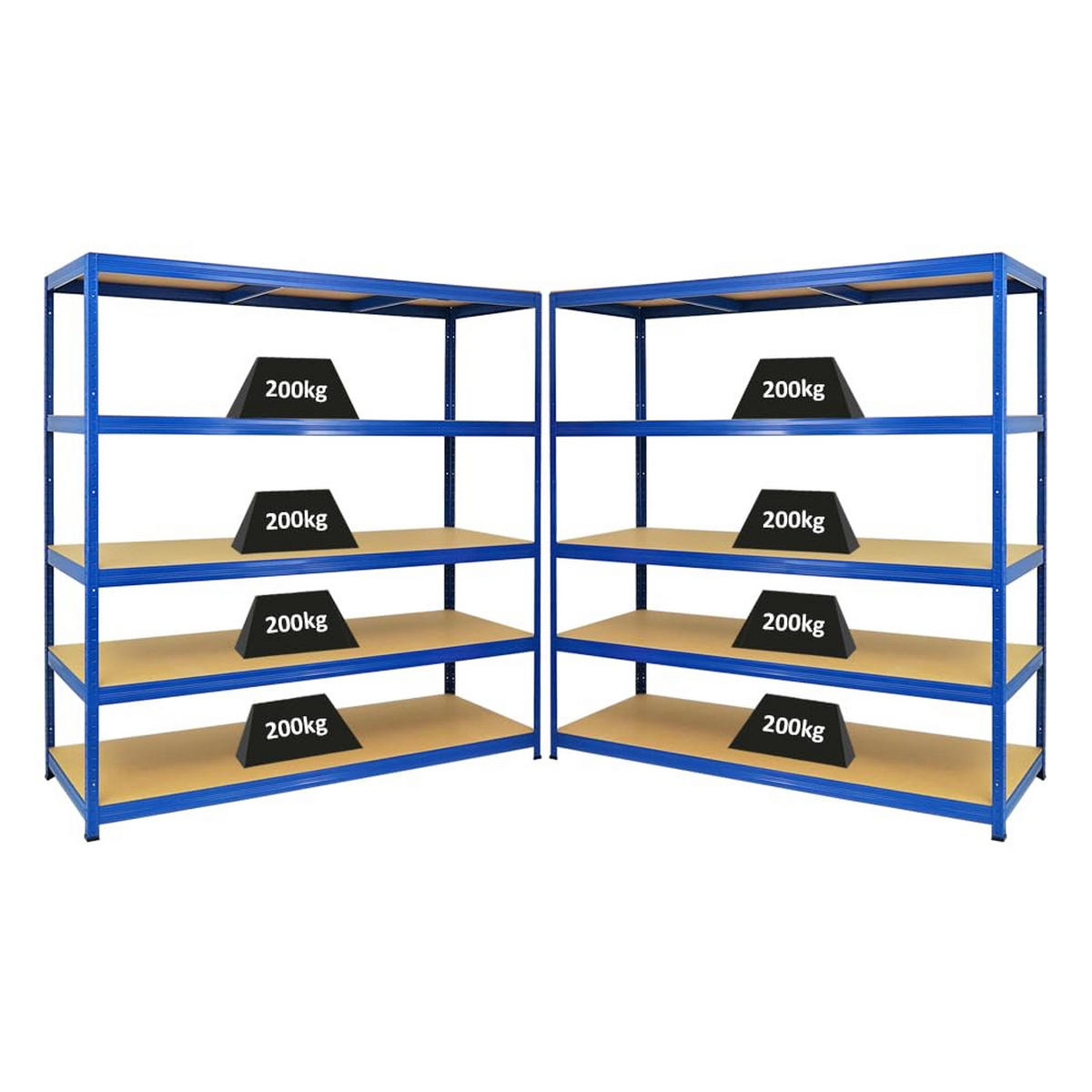 SCHWERLASTREGAL Giant Elephant 2er-Set mit 2x 180x180x60 cm Fachlast 200 kg Blau - Blau, Metall (360/180/60cm) - PROREGAL