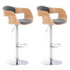 BARHOCKER 2er Set Stoff natura/hellgrau - Chromfarben/Eukalyptusholzfarben, Textil/Metall (50/88/48cm) - CLP