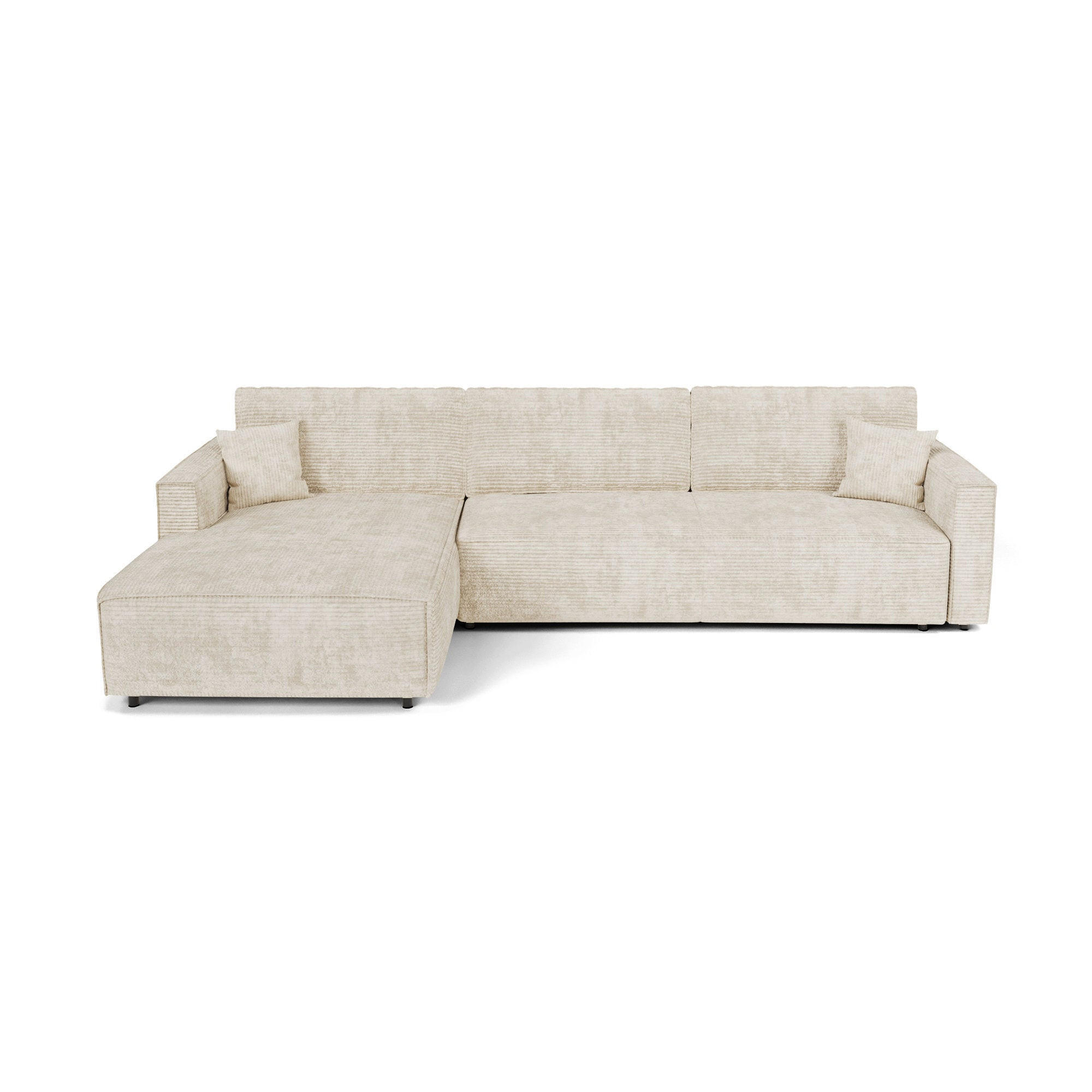 LINKSECK-SCHLAFSOFA mit Stauraum Cord Beige 297cm - Beige, Textil (297/167cm) - Premium Interiors