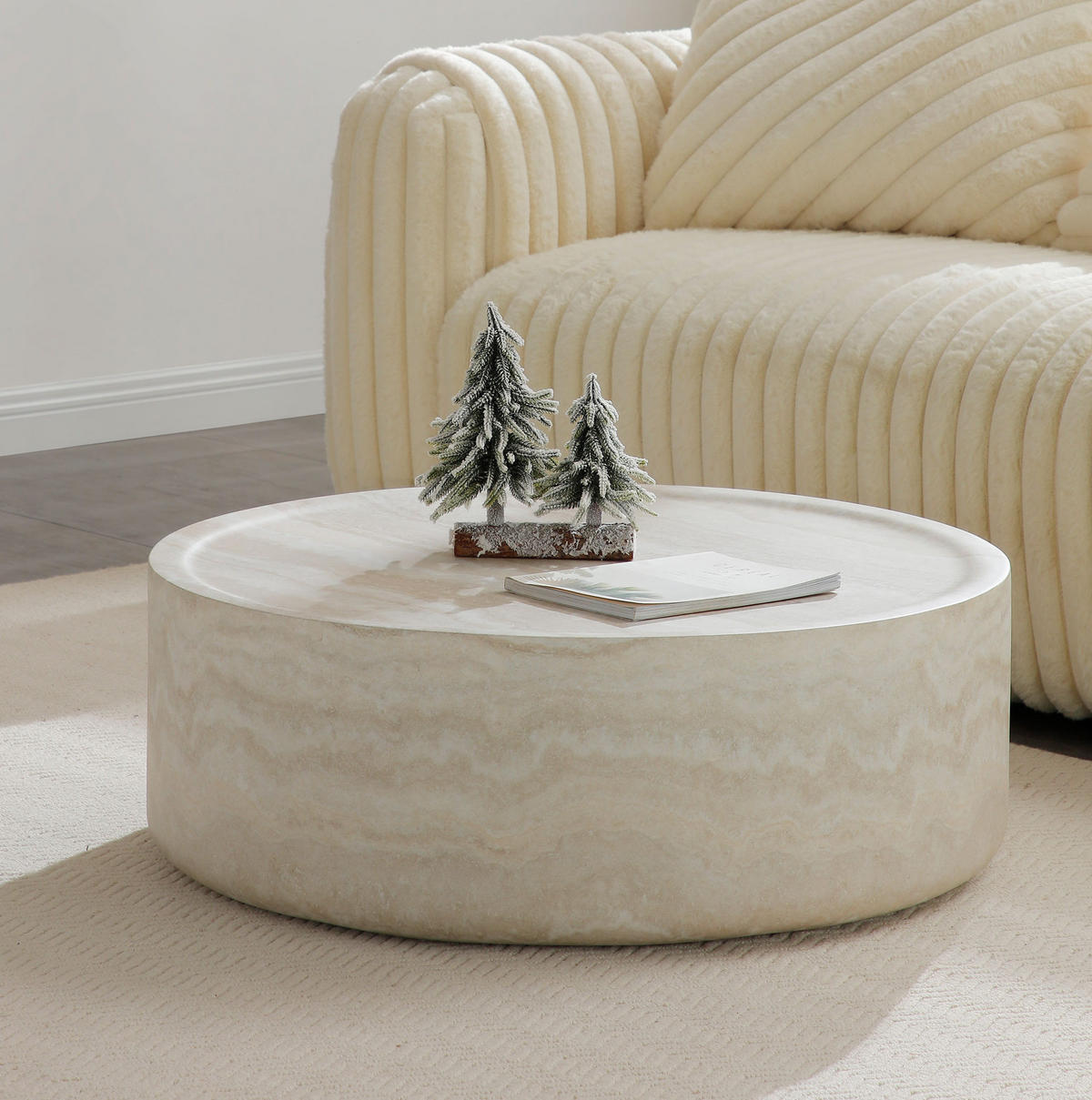 COUCHTISCH 80 cm aus Fiberglas in Beige – leicht und pflegeleicht - Beige, Glas (80/80/30.5cm) - BEAOK