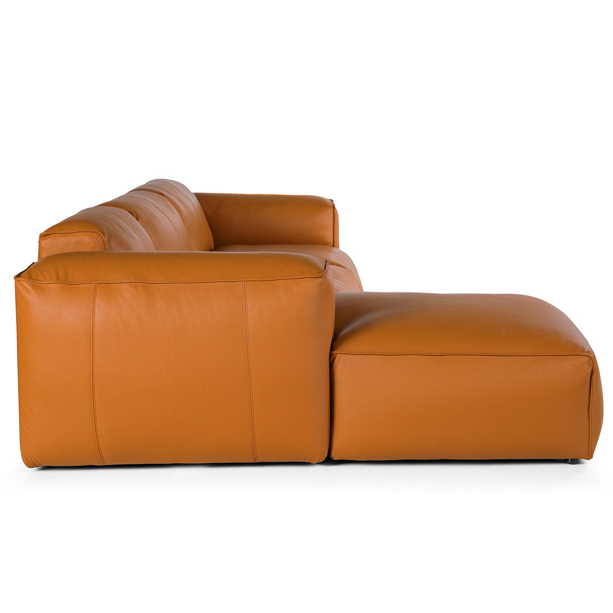 3-SITZER ECKSOFA mit Longchair - Cognac/Schwarz, Leder/Kunststoff (284/173cm) - home24