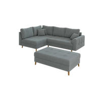 ECKSOFA inkl. Hocker Henrik Grau Boucle - Ottomane links - Braun/Grau, Holz/Textil (231/161cm) - S-Style Möbel