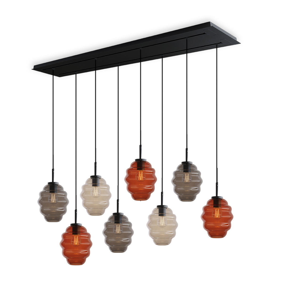 HÄNGELEUCHTE Echos 8-flammig Mehrfarbig Ø 18cm - Multicolor/Schwarz, Glas (18/18/20cm) - s.luce