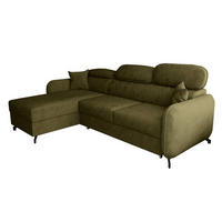 ECKSOFA L Form Ribella 5 Olivgrün 265/180/100 cm Links mit Schlaffunktion - Schwarz/Grün, Textil/Metall (180/265cm) - AX Living