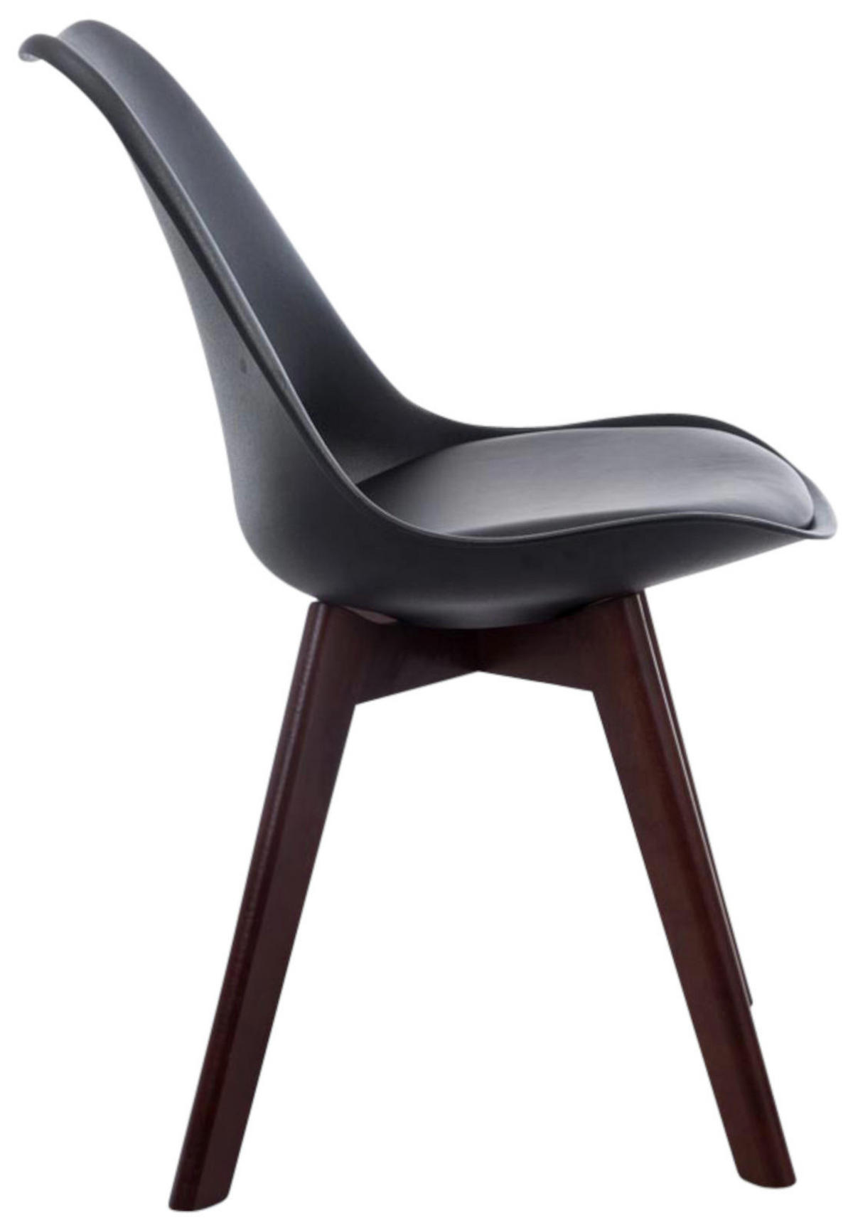 STUHL 4er Set Lederlook schwarz - Walnussfarben/Schwarz, Holz/Textil (48/84/55cm) - CLP