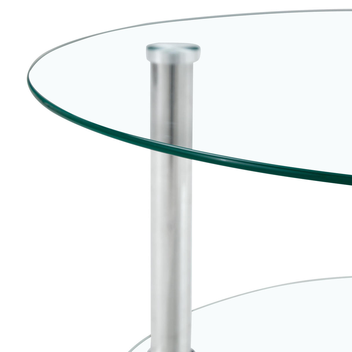 COUCHTISCH aus Glas und Metall Ø70/60x42 cm in Transparent mit 2 Ebenen - Transparent, Glas (70/70/42cm) - Modfu