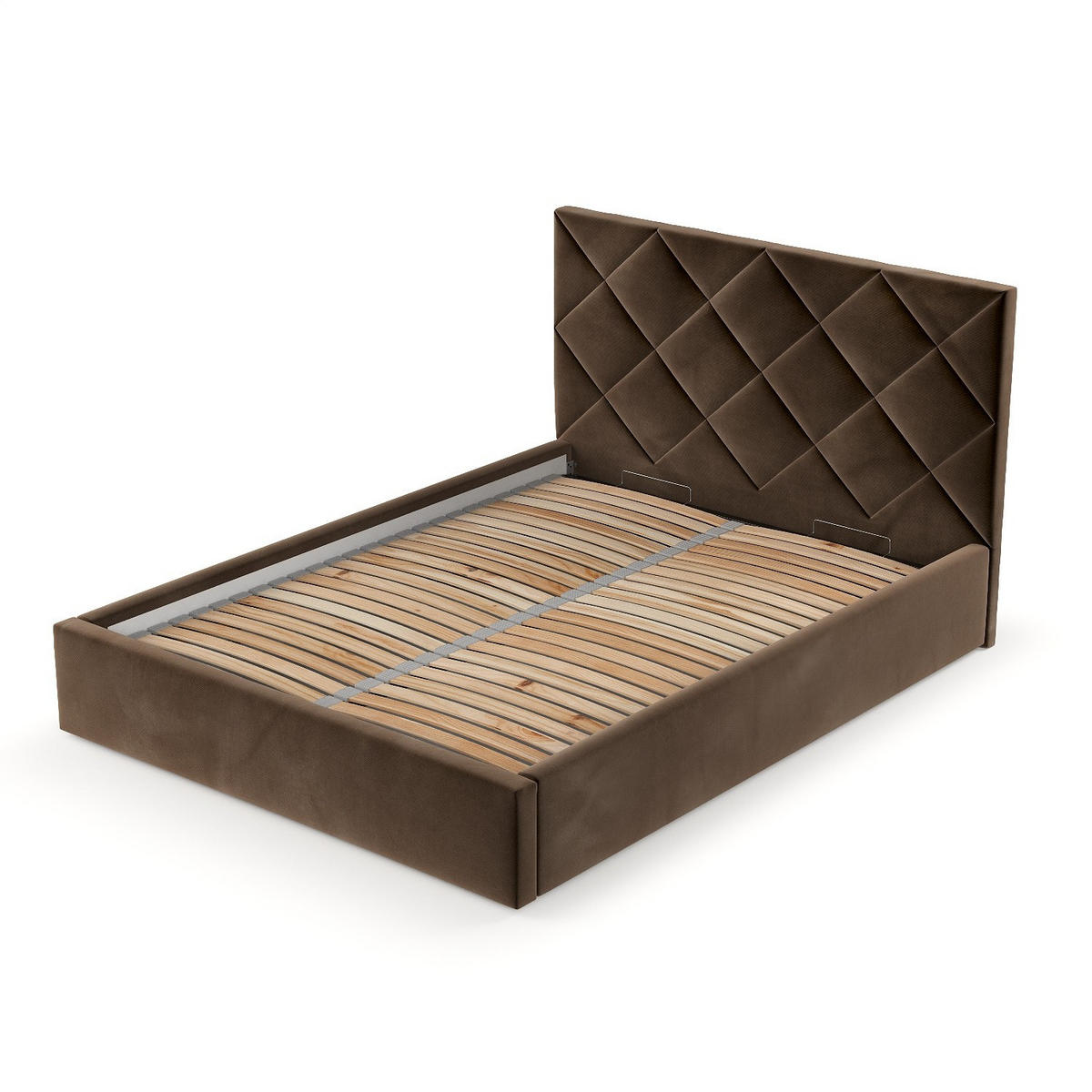 POLSTERBETT Torno 160/200 cm Braun im Kronos Stoff - Schwarz/Naturfarben, Holz/Holzwerkstoff (160/200cm) - AltaBeds