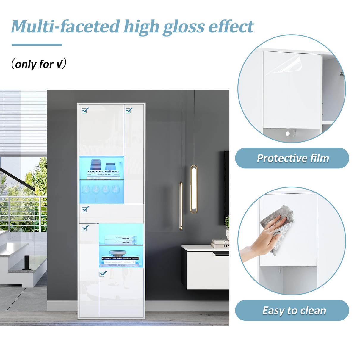 VITRINE in Weiß Verkaufsvitrine mit LED-Beleuchtung und 1 Schublade für Wohnzimmer, B55/T38/H170cm - Weiß, Glas/Holzwerkstoff (55/170/38cm) - STILVORA