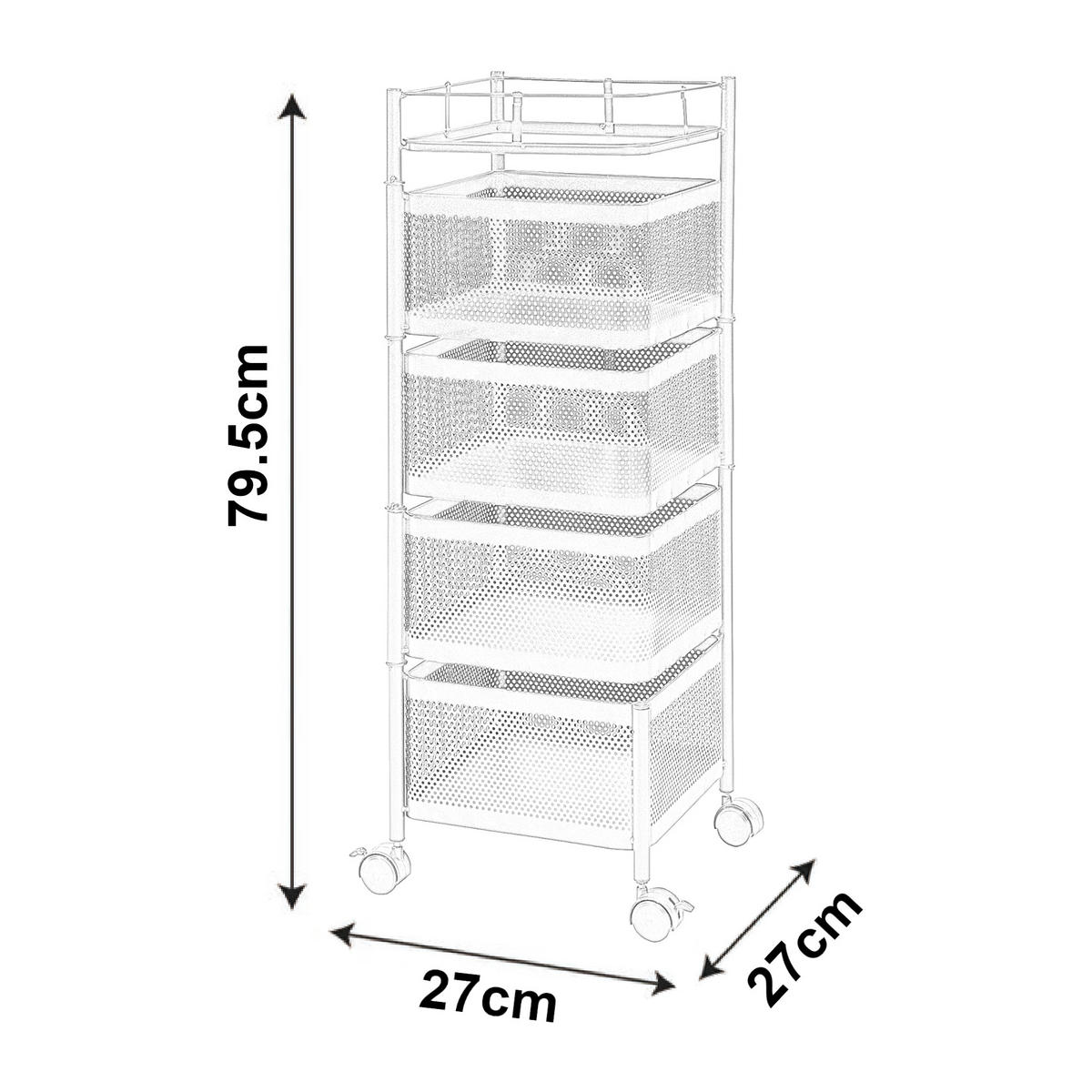 ROLLWAGEN Sunndal - Weiß, Metall (27/79.5/27cm) - [en.casa]