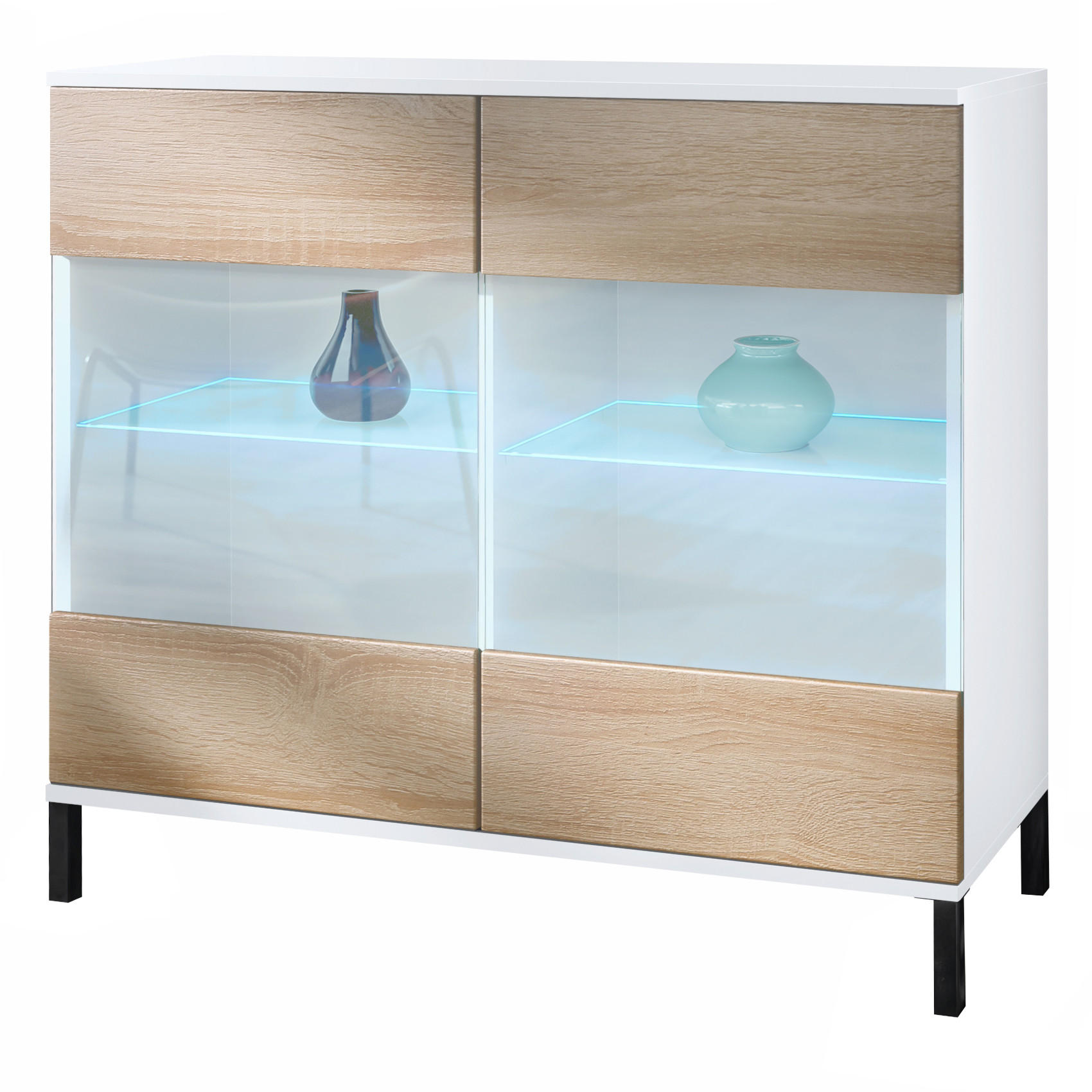 KOMMODE Bari Eiche sägerau - Eiche San Remo, Holzwerkstoff (92.5/83.5/35cm) - Vladon