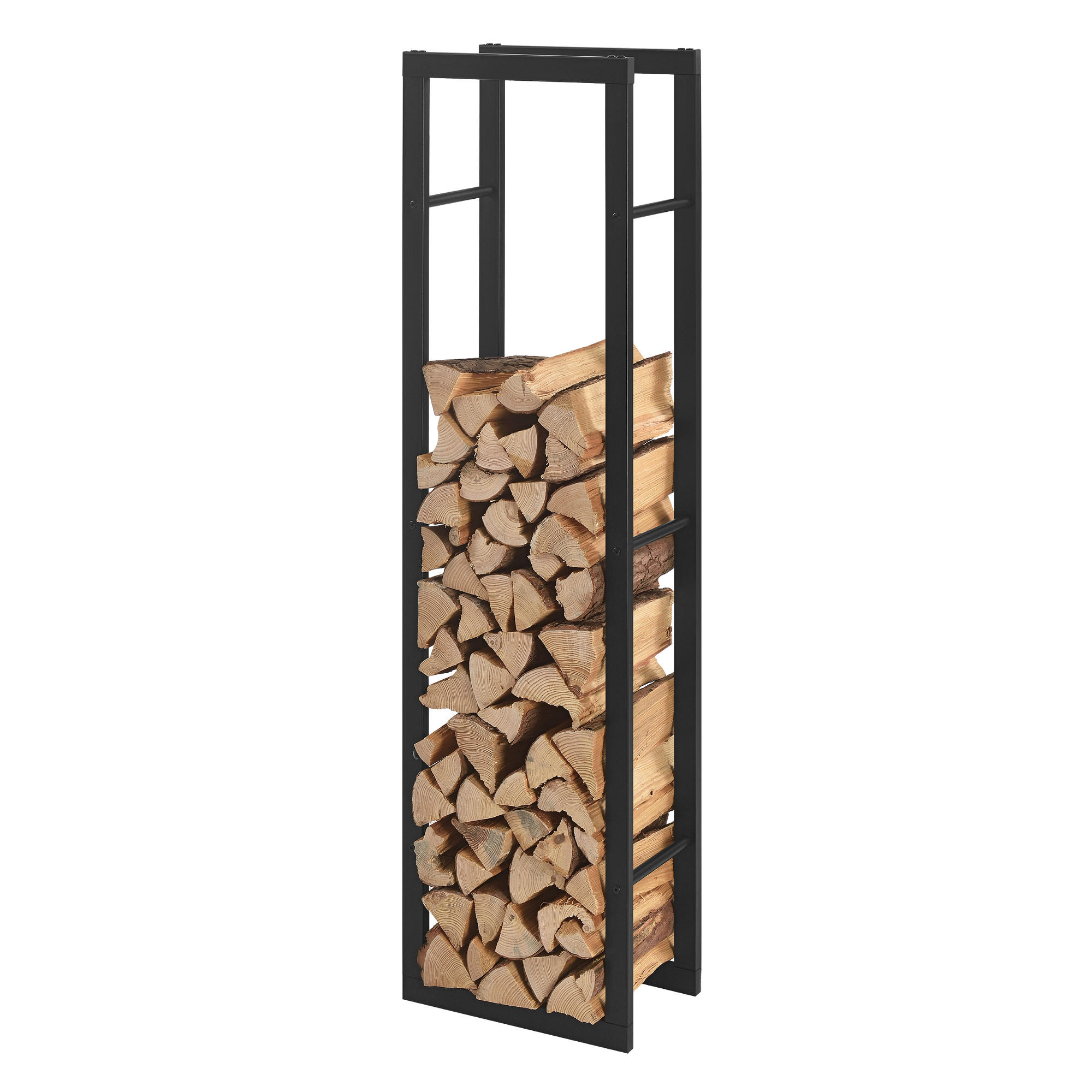 KAMINHOLZREGAL Täby - Schwarz, Metall (40/150/25cm) - [en.casa]