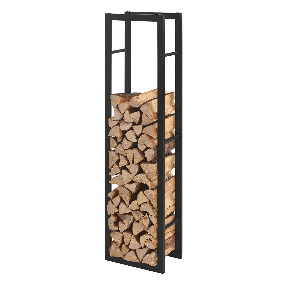 KAMINHOLZREGAL Kasan - Schwarz, Metall (40/150/25cm) - [en.casa]