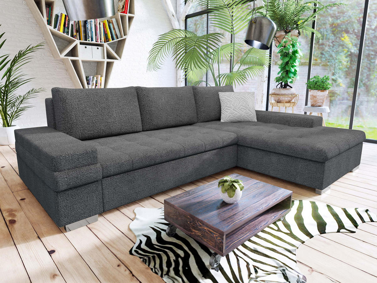 ECKSOFA Bangkok Mini Premium - Silberfarben/Hellgrau, Holz/Textil (274/182cm) - MIRJAN24