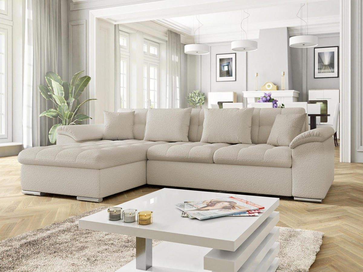 ECKSOFA Diana Premium, Seite: Links - Beige, Holz/Textil (280/160cm) - MIRJAN24