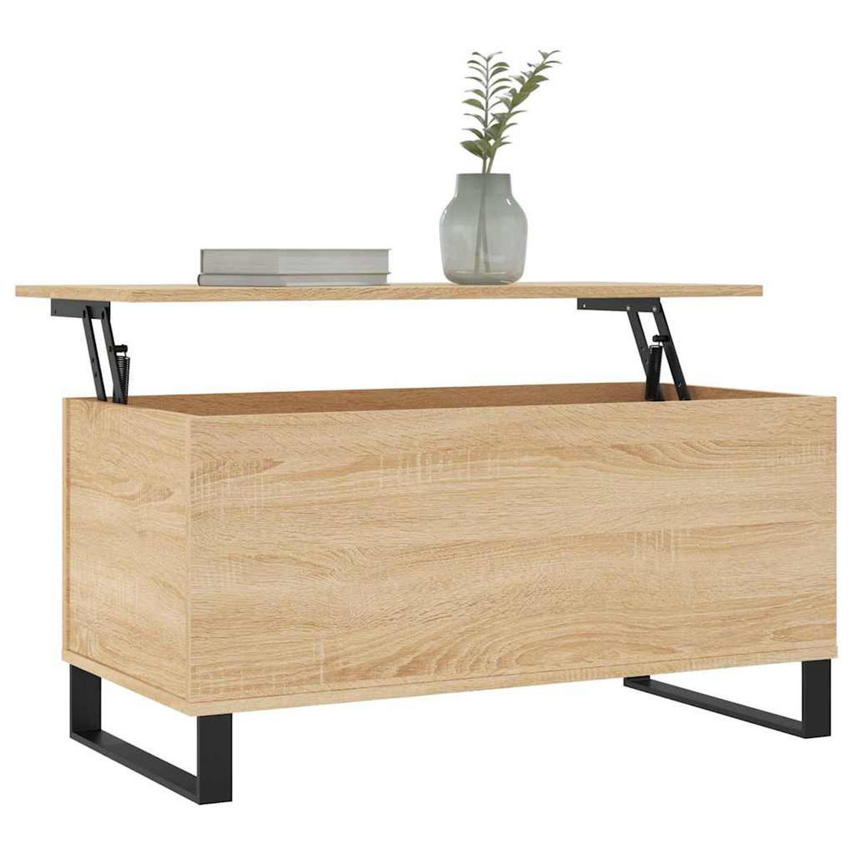 COUCHTISCH 90/44,5/45 cm aus Holzwerkstoff Sonoma-Eiche mit Höhenverstellbarer Tischplatte - Sonoma Eiche, Holz (44.5/90/45cm) - vidaXL